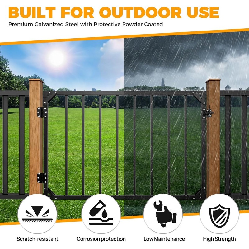 32.5 Inch Heavy Duty Adjustable Outdoor Metal Deck Gate with