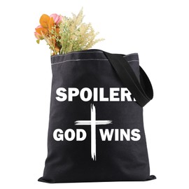 JXGZSO Christian Shoulder Bag Spoiler God Wins Tote Bag Christian Prayer Faith Gift Religious gift Jesus Lover Gift (God Wins Tote)