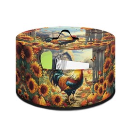 Cugasmaru Slow Cooker Dust Cover Oval Rooster Sunflowers Print Crock Pot Cover with Pocket Fits 6 7 8 Oval Slow Cooker Pressure Cooker Dust Cover for Home Appliances