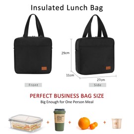 AOSBOS Small Cooler Bag Lunch Bag with Zip Waterproof for Work Black 7L