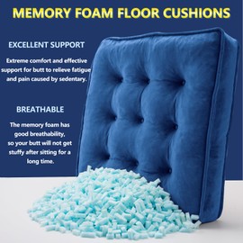 1 MIDDLE ONE Floor Pillow, Memory Foam Meditation Cushion, Floor Pillows for Adults Sitting, Large Square Seat Cushion for Yoga, Living Room, 20x20 Inch (Navy Blue)