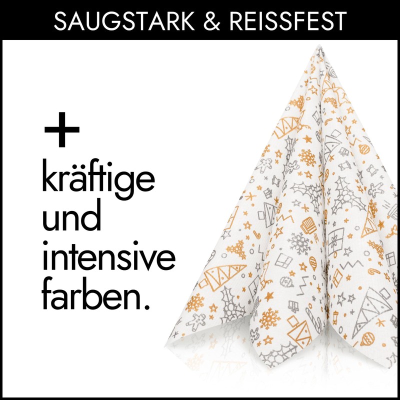 GRUBly Premium Airlaid Christmas Serviettes, Fabric-Like - Pack of 50