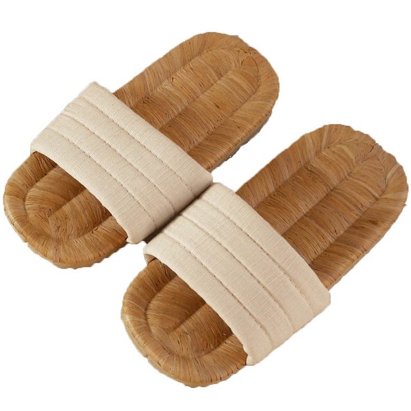 Bamboo Leather Slippers, Made in Japan, Yamagata Prefecture, Kahoku-machi, Handknitted, Natural, Sterilized, Antibacterial, Barefoot, beige