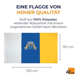AZ FLAG - Canary Islands Flag - 150 x 90 cm - Canary Islands Flag 100% Polyester with Brass Eyelets - 110 g