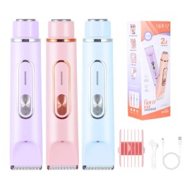 Dual Head Women's Body Hair Trimmer Wet Dry Use Bikini Trimmer Facial Hair Removercolor: Purple