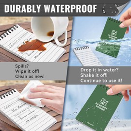 POPYOLA Waterproof Pocket Notebook, All Weather 3x5 Pocket Notepads with Lined Pages, Small Top Spiral Notebook Little Mini Memo Steno Note Pads for Outdoor Home Office College School, 6 Pack Notebooks