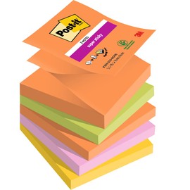 Post-it Super Sticky Z-Notes Boost Color Collection, 5 Pads, 90 Sheets Per Pad, 76mm x 76mm, Orange, Green, Pink, Yellow - Extra Sticky Notes for Notes, To Do Lists and Reminders, Medium