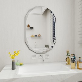 Beveled Bathroom Mirror, 22X30 Inch Single Beveled Edge Frameless, Beveled Edge Mirror，for Living Room Bedroom Entryway Mantel Hallway Decoration, Hang Horizontally or Vertically (22 * 30inch)