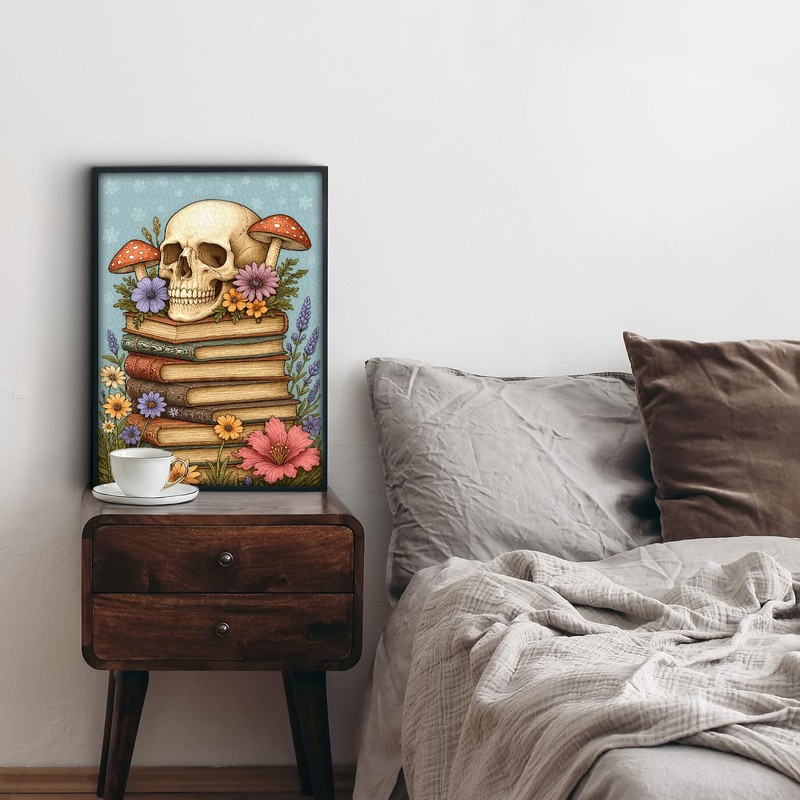 Rompecabezas de libro de calavera para adultos, 1000 piezas