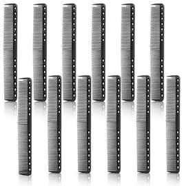 12Pcs Carbon Cutting Combs Heat Resistant Carbon Fiber Comb for Hair Stylist, Professional Carbon Combs Haircutting Combs Barber Comb Hair Stylist Medium and Fine Tooth for Man Woman Clipper Cuts