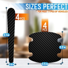 8Pcs Car Door Handle Protector - Car Stickers Door Handle Cover Carbon Fiber Vinyl Wrap Black Sticker - Car Door Handle Sticker Pack Paint Protection Film for Cars - Car Door Handle Scratch Protector