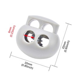 DYZD Plastic Cord Lock End Toggle Double Hole Spring Stopper Fastener Slider Toggles End (White 10PCS)