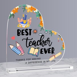 Teacher Appreciation Gifts End of Year Teacher Gifts for Women Men, Heart Shape Desk Sign, Thank You Teacher Gifts, Teacher Retirement Gifts, Pen and Paper