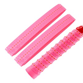 CAPASTEC Grip Tape, Tennis Badminton, Set of 2, Perforated, Textured Grip Tape, Shock Absorption, Breathable, for Racquets, Wet Type, Pink (Yellow Dots)