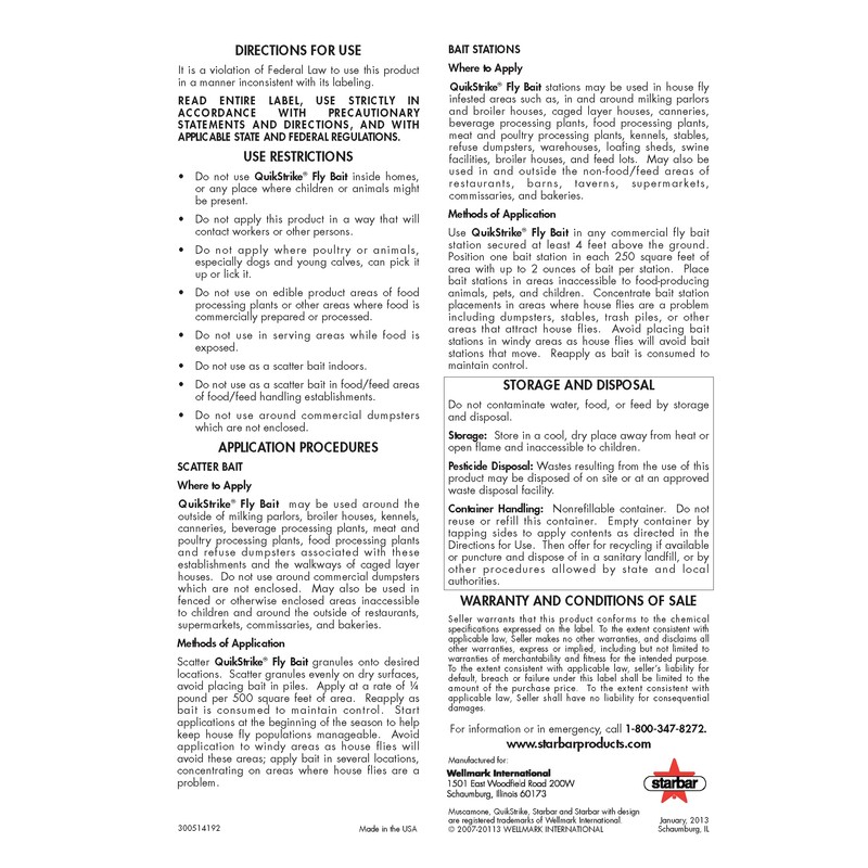 Starbar - Quikstrike Fly Bait 1 Pound, 1-Lb