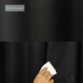 WellColor Black Shower Curtain Liner 70x72 inch for Bathroom Waterproof and Heavy Duty Bath Shower Curtain with 3 Weights