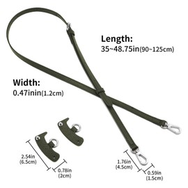 QIUTIMIY Leather Handbag Strap, Shoulder Bag Straps Replacement For Longchamp Purse Bags, Crossbody Adjustable Shoulder Strap(Dark Green-Sliver)