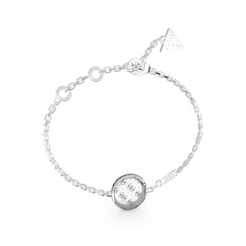 GUESS 4G Rising Side Crystals Coin Bracelet S Rhodium, Metal