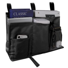 Lollanda Bedside Organiser Pocket Hanging, Bedside Caddy Bed Organiser, Bedside Storage Bag for Bunk Dormitory, Canvas Bedside Pockets (Black)