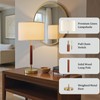 EMORLO Mid Century Modern Table Lamp, 22" Wood Pull Chain