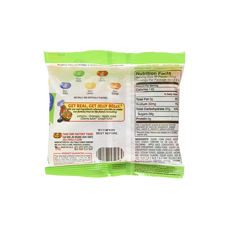 Jelly Belly Sours Jelly Beans, Sour Fruit Flavors, 3.5-oz, 12