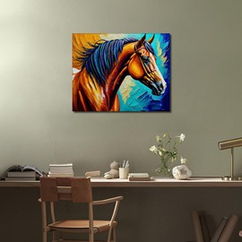 TUMOVO Horse DIY Paint by Numbers for Adults Beginners Kits Colourful Oil Painting Horse Sketch Illustration Picture Canvas Acrylic Pigment Arts Craft for Home Wall Decor Gift 16x20 Inch