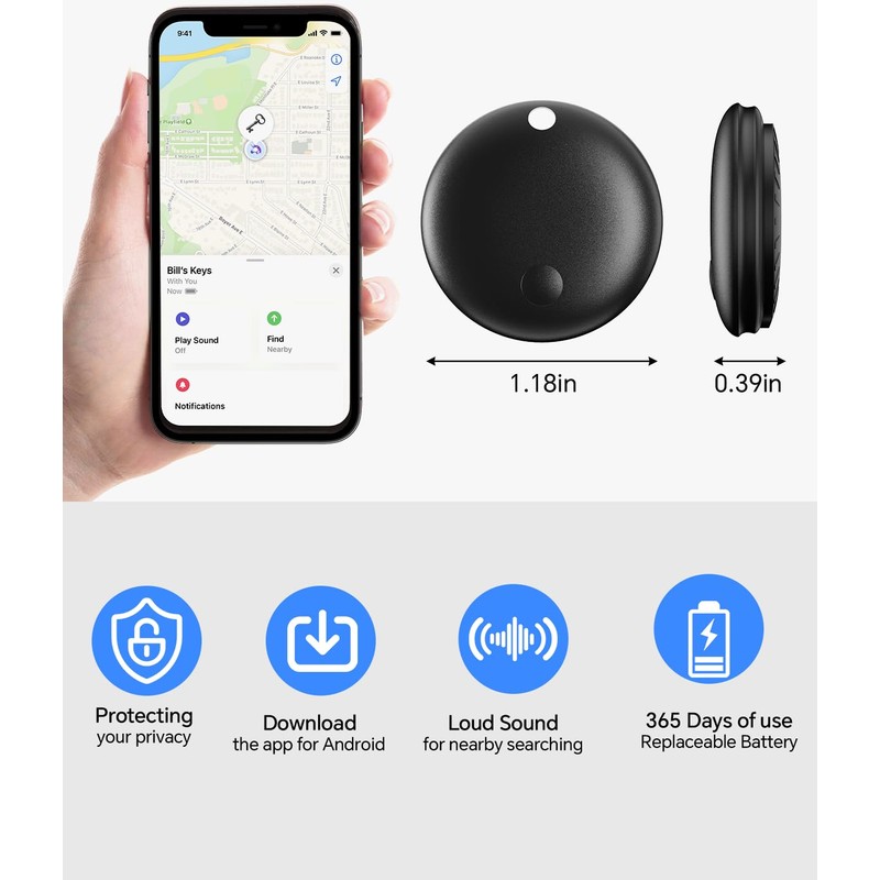 Air Tracker Tag IP67 Waterproof Bluetooth Tracker, Keychain Finder, Item
