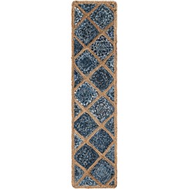 Unique Loom Braided Jute Collection Area Rug - Bengal (1' 2" x 5' 1" Table Runner Blue/Natural)
