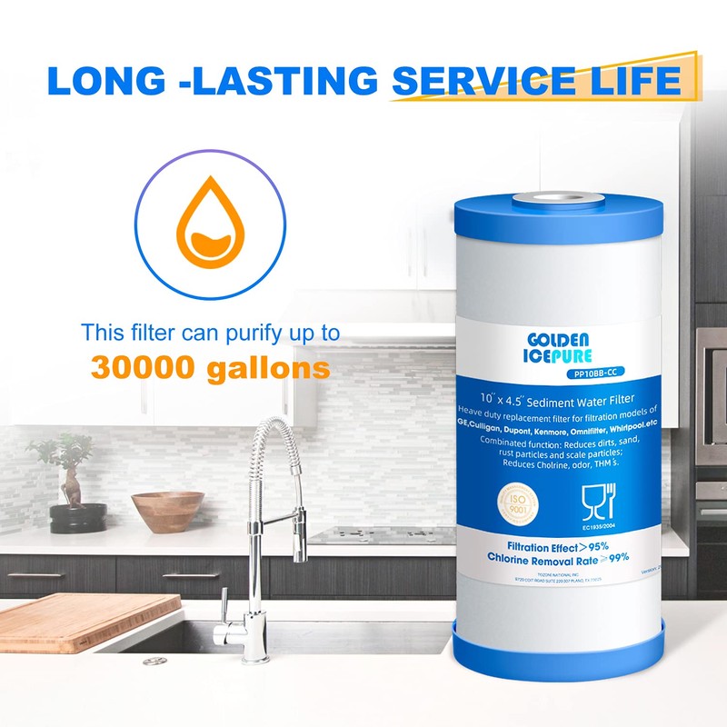 GOLDEN ICEPURE PP10BB-CC Whole House Water Filter Cartridge, 5 Micron
