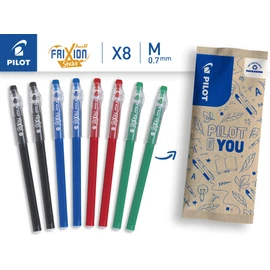 Pilot - FriXion Ball Stick Set with 8 Pens - Erasable Gel Ink - 2 Blue, 2 Black, 2 Red, 2 Green - The Affordable FriXion with Medium Tip - For Inserting into the Case - School Supplies