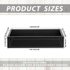 Kigley 2 Inch Tall Wood Guest Towel Holder Tray for Bathroom Black Napkin Holder Tray for Table Hand Towel Storage Basket Home Countertop Kitchen Desk Counter Drawers Hotel Toilet Tank Party Decor
