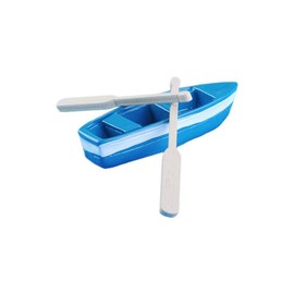 Set of Blue Mini Rowboat Mini Tiny Wooden Boat with Oars for Fairy Garden Kits for DIY Fairy Garden Dollhouse Decoration with Oars Canoe Model,Figurines Dollhouse Accessories Décor