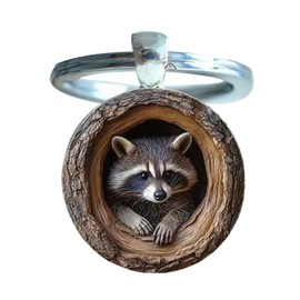 Raccoon Bag Charm,Hollow Tree Raccoon Bag Keychain - Cute Animal Keyring for Travel Wallet Decoration Women Schoolbag Backpack Home