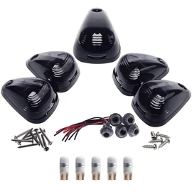 HERCOO Smoke Roof Cab Marker Lights Lens w/LED Assembly Aftermarket Replacement Compatible with F150 F250 F350 F450 F550 Super Duty (Qty:5)