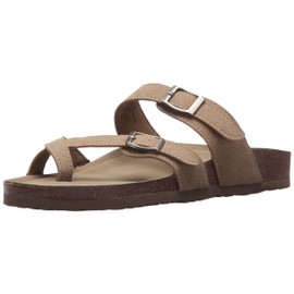 Madden Girl Women's Bryceee Toe Ring Sandal, Taupe Fabric, 8.5