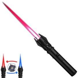 Torch Lighter, Bright Fire Lighter with Safety Lock and Adjustable Red/Blue Flame, Refillable Butane Gas Windproof Jet Flame Cool Lighters, for Candles Campfires BBQ Baking, Camping, Gift