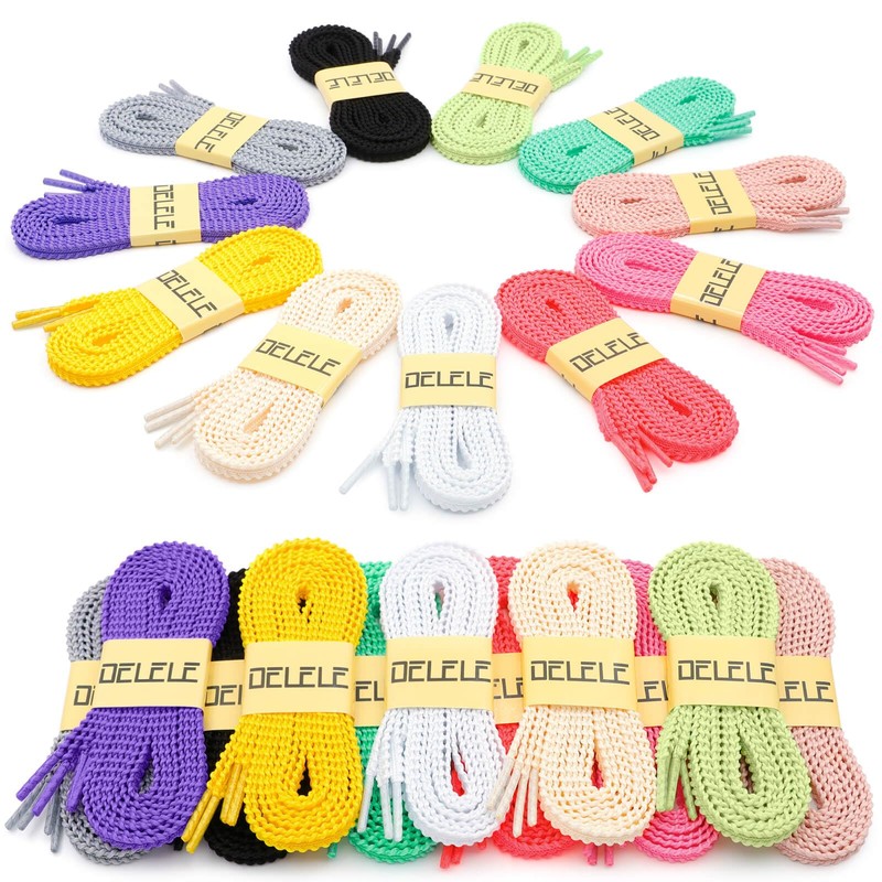 DELELE Thick Flat Shoe Laces: Replacement Athletic 55 Inch Black