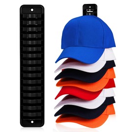 Nzcvuias Hat Organizer for Baseball Caps，Hat Holder Organizer Display for Wall，Wall Mounted Hat Hooks Hold up to 16 Hats for Closet Door and Bedroom 1pack (Black)