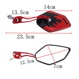 ESUPPORT Red Motorcycle Motorbike 8mm 10mm Rearview Side Mirror ATV Scooter Bike Flame Fire
