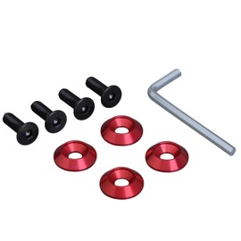 SEIWA K388 Exterior Car License Plate Bolt, Accessory Bolt Washer, Metal Red