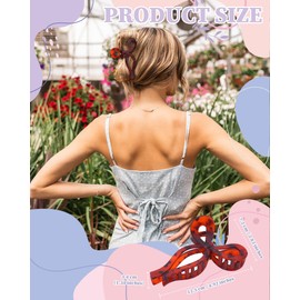 4 PCS Bow Hair Clips Bow Claw Clip for Women Nonslip Large Hair Claw Clips for Thin and Thick Hair Strong Hold Hair Bows (Black+Leopard Print (Light Brown+Dark Brown))