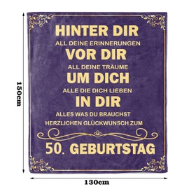Belloxis 50th Birthday Woman Cuddly Blanket Gifts for Mum Gifts for 50th Birthday Woman Birthday Gift for Women Birthday Gift for Girlfriend Birthday Gift Wife