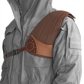 TOURBON Shooting Recoil Shields Shotgun Rifle Left Right Shoulder Pads Adjust to Fit Recoil Reduction - Canvas and Leather (Left Handed)