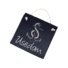 Anchor Slate Sign with Choice of Text – Nautical Name Plate Door Sign 11 x 11 cm