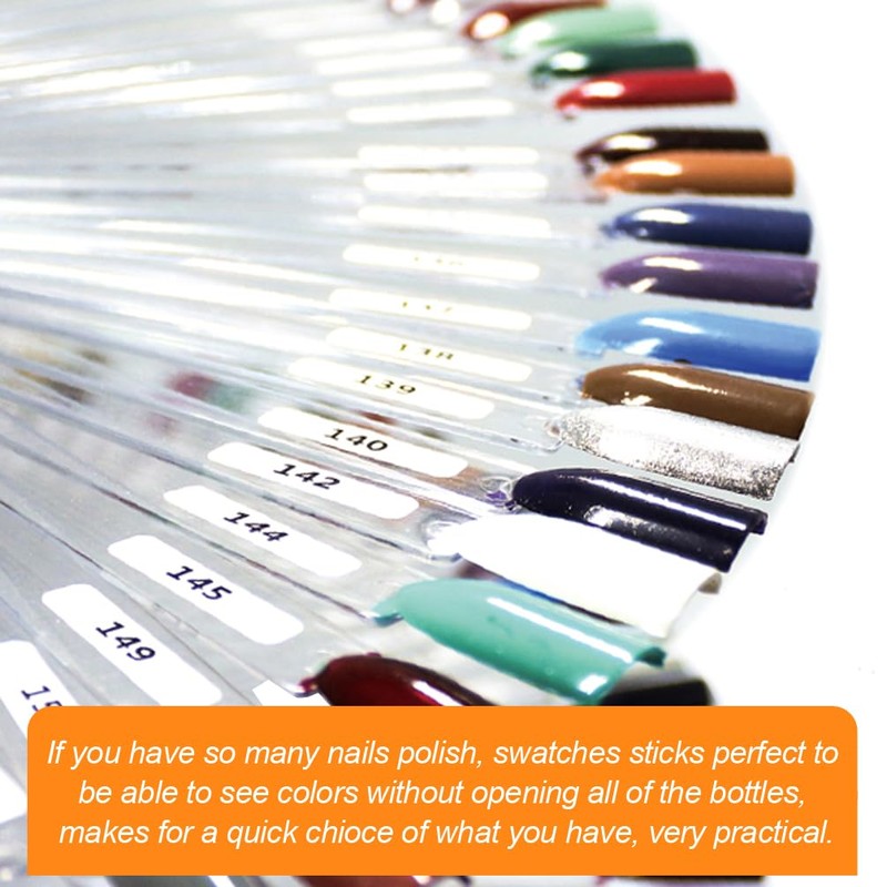 JASSINS 100 Pcs Clear Fan-shaped False Nail Swatch Sticks Nail