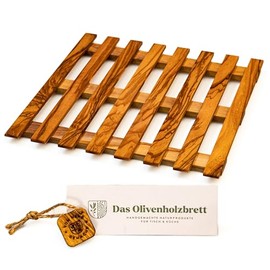 DAS OLIVENHOLZBRETT® Olive Wood Saucer / Wooden Trivet / Pot Coasters / Pan Coasters / 25 x 25 cm