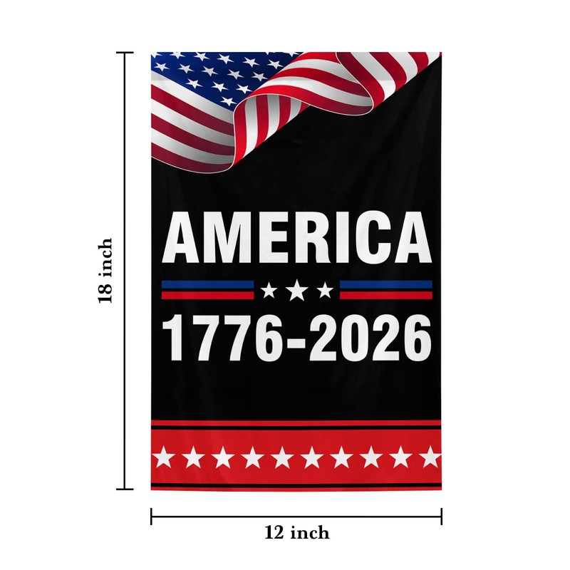 America Birthday Garden Flag 12x18 Inche Double Side, 1776 2026