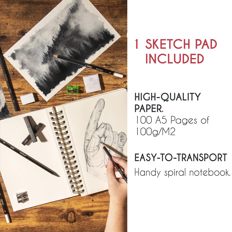 Zenacolor Sketch Book A5 100 Pages 100GSM with 19 Accessories