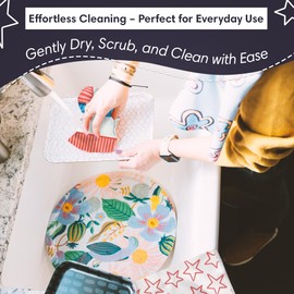 crae. Microfiber Hand Towel & Washcloth Set of 2 - Double-Sided, Waffle Weave, Super Absorbent, Lint-Free, Fast Drying - Stars & Stripes Pattern for Bathroom, Kitchen, Car, and Window Cleaning