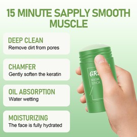 Pack of 2 Green Tea Mask Stick, Deep Cleansing and Pore Refining Mask Stick, Blackhead Remover, Moisturising for All Skin Types